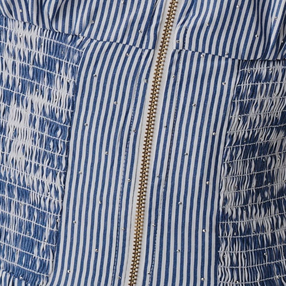 Anthropologie Tommie Cap-Sleeve Smocked Front-Zip Shirt Dress Midi Small NWT - Picture 3 of 12